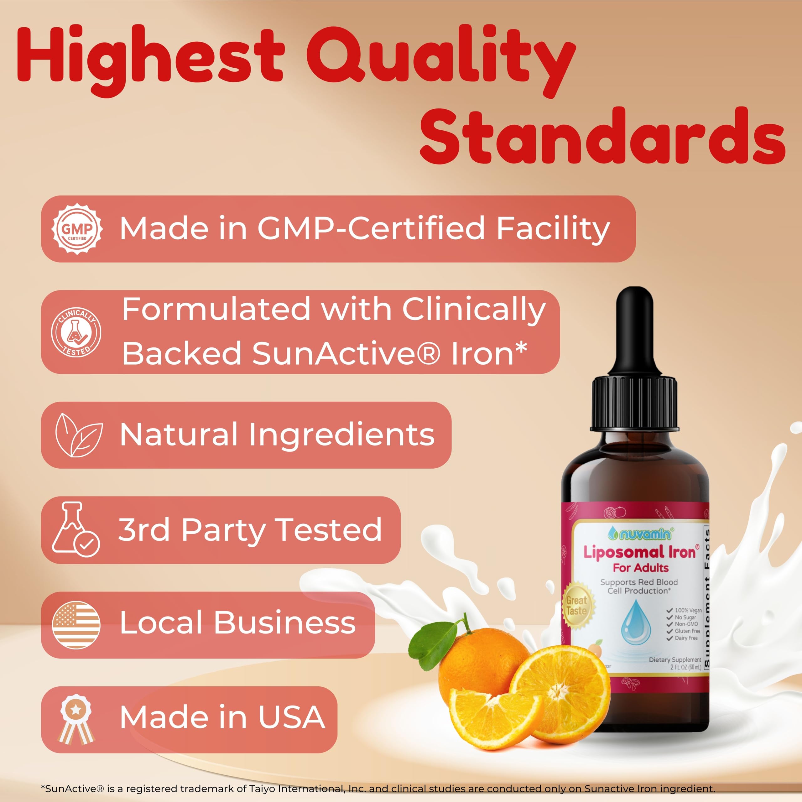 Two-month supply: 60 servings of Nuvamin liquid iron drops