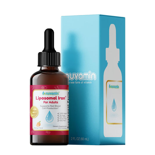 Nuvamin bottle with orange-flavored liquid iron drops