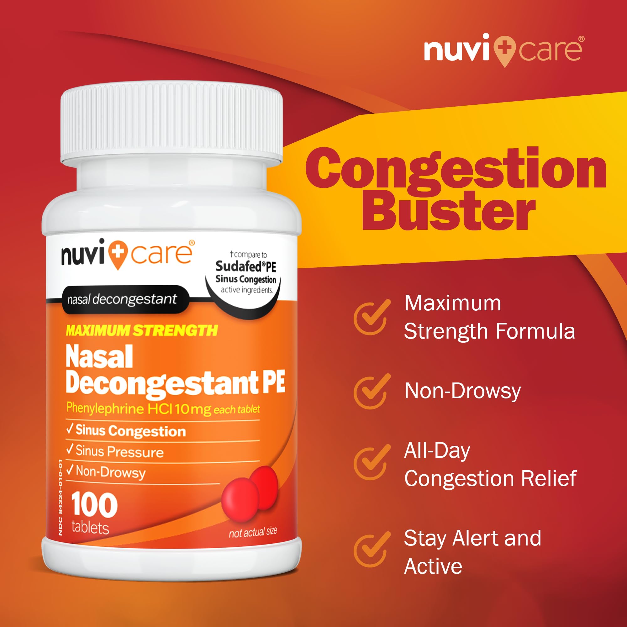 NUVICARE nasal decongestant pill pack ready for quick congestion relief on the go