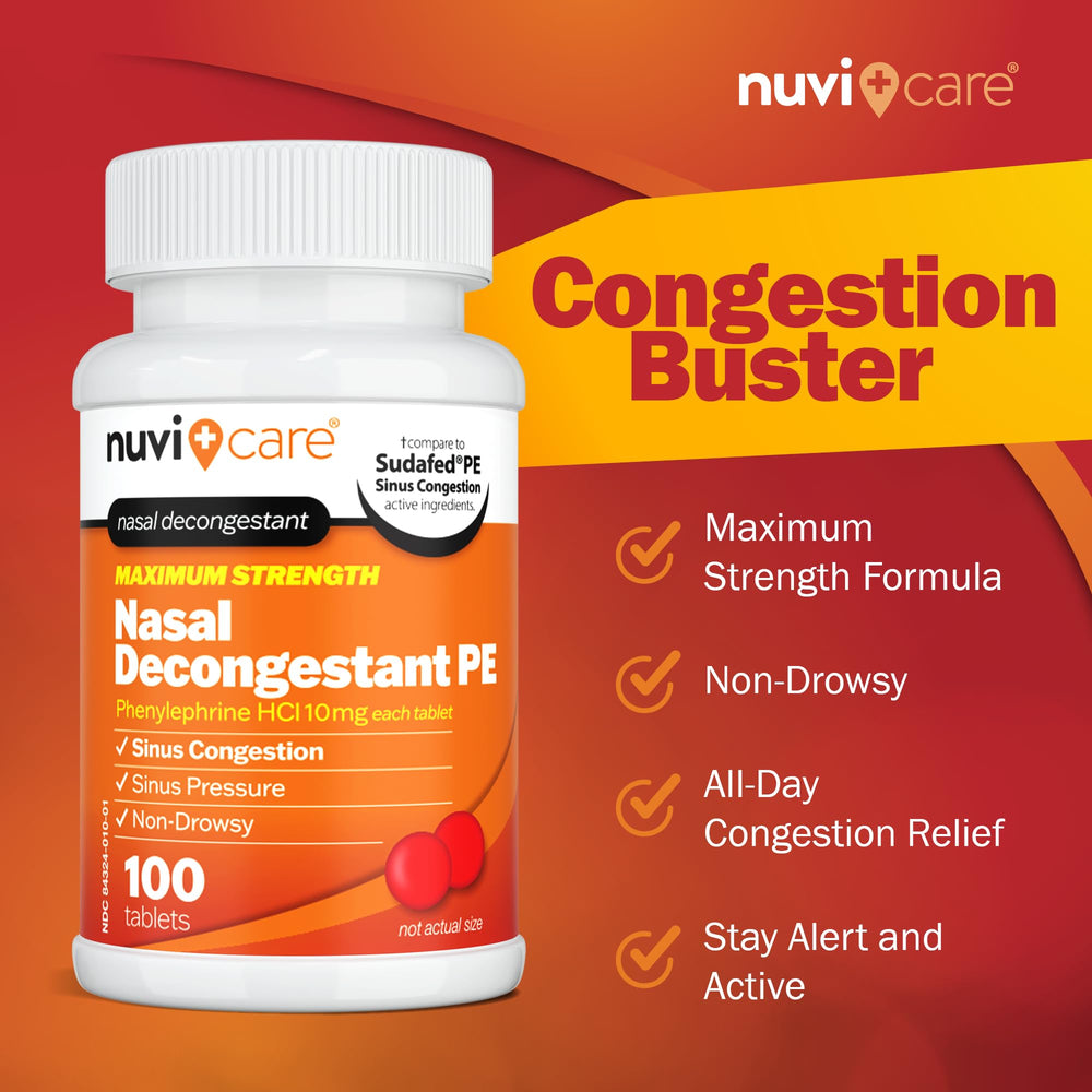 NUVICARE nasal decongestant pill pack ready for quick congestion relief on the go
