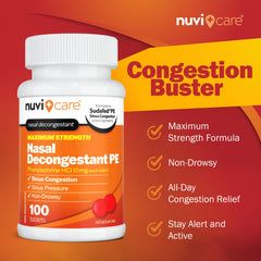 NUVICARE nasal decongestant pill pack ready for quick congestion relief on the go