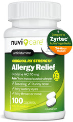 NUVICARE 24hr allergy tablet provides all-day relief in a compact pill.