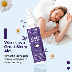 NUVO WELLNESS ESSENTIALS room spray in a bedroom setting, creating gentle ambiance