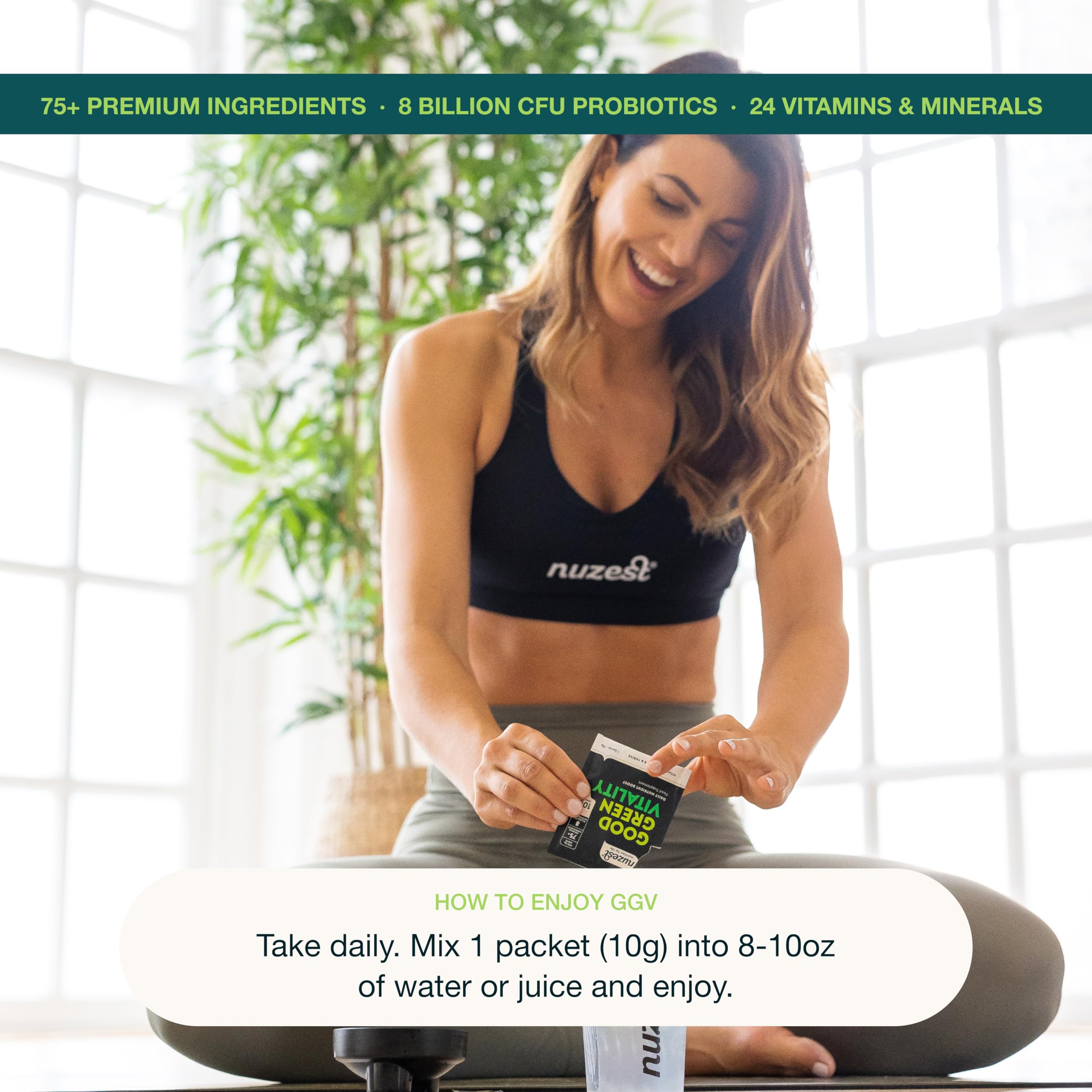 Ingredients and probiotic details for Good Green Vitality