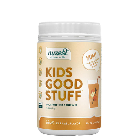 Nuzest Kids Good Stuff Vegan Smoothie Mix Vanilla Caramel 225g pouch