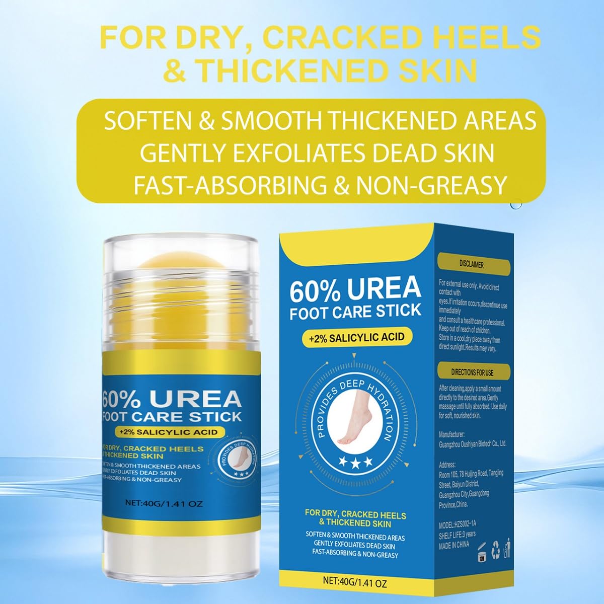 nvyue 60% urea with 2% salicylic acid formula delivers moisture for dry skin.