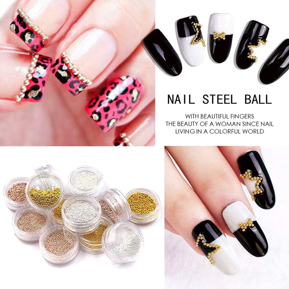 NW Mesiyun silver steel balls add subtle 3D shine to nails.