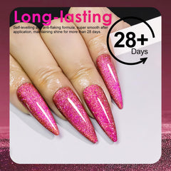 NXJ INFILILA Glitter texture close-up shows vibrant pink holo particles