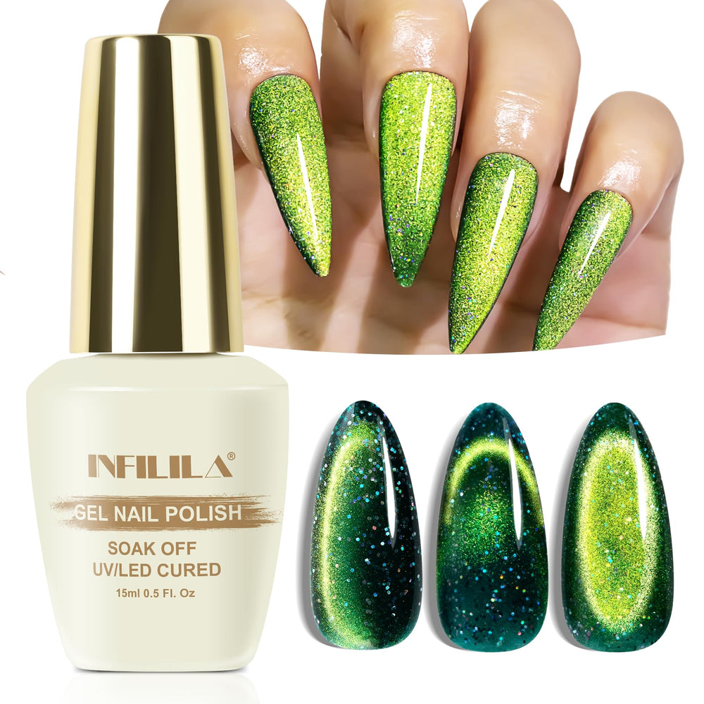 NXJ INFILILA Galaxy Glow cat-eye polish bottle showing magnetic shimmer for at-home nails.