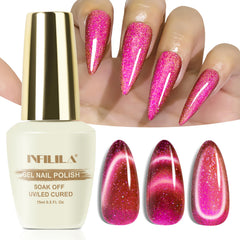 NXJ INFILILA Pink Cat Eye gel polish bottle shows magnetic shimmer for salon-ready nails