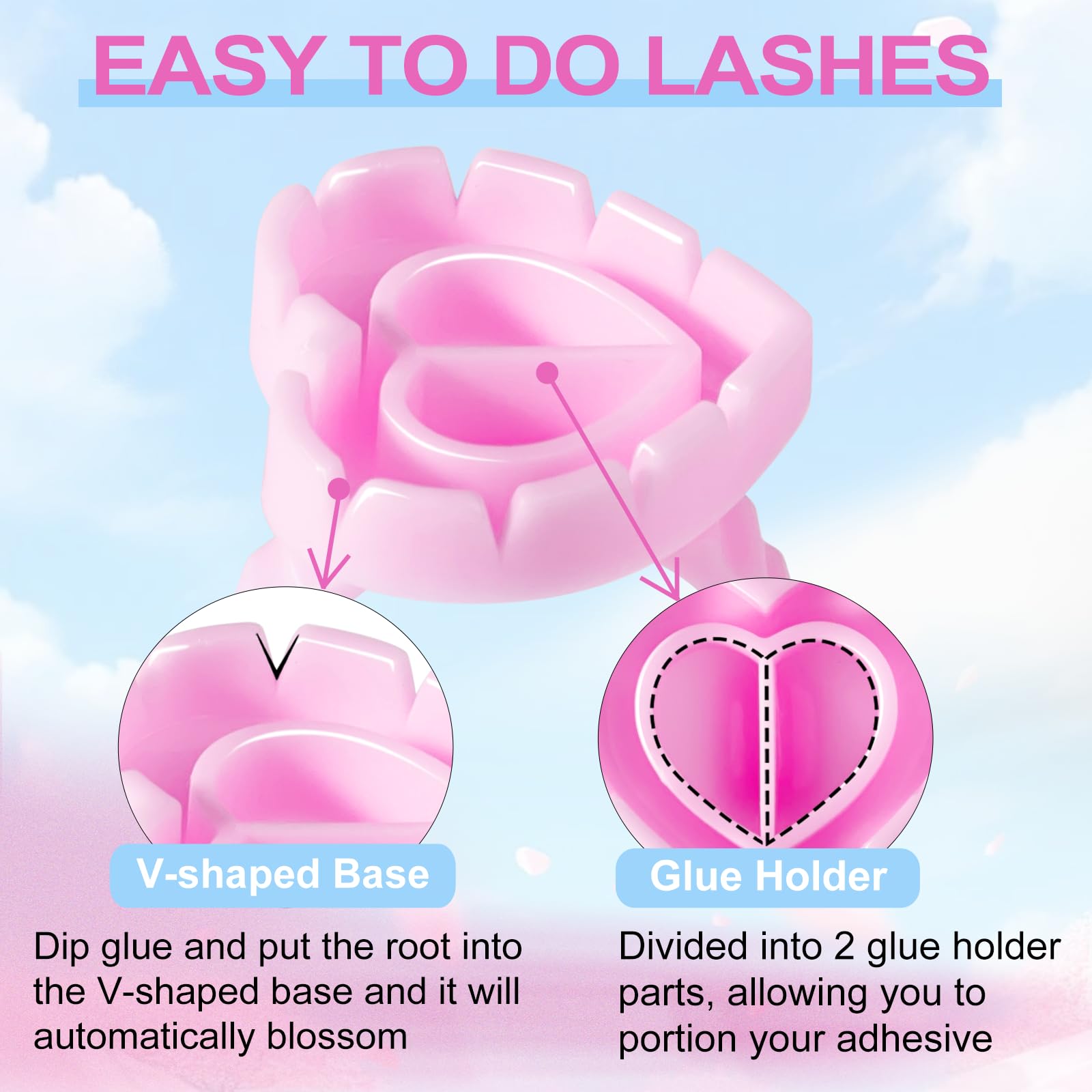 NXJ INFILILA pink rings keep glue drying time extended for steady lashes.