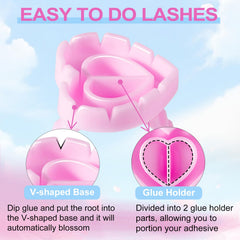 NXJ INFILILA pink rings keep glue drying time extended for steady lashes.