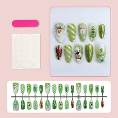 Nxtpz glossy full-cover nails with festive green Santa stripe design