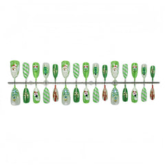 Nxtpz green Santa stripe nails suitable for parties and holidays