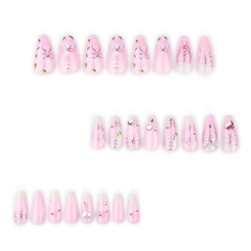Nxtpz pink almond shapes fit a range of nail sizes