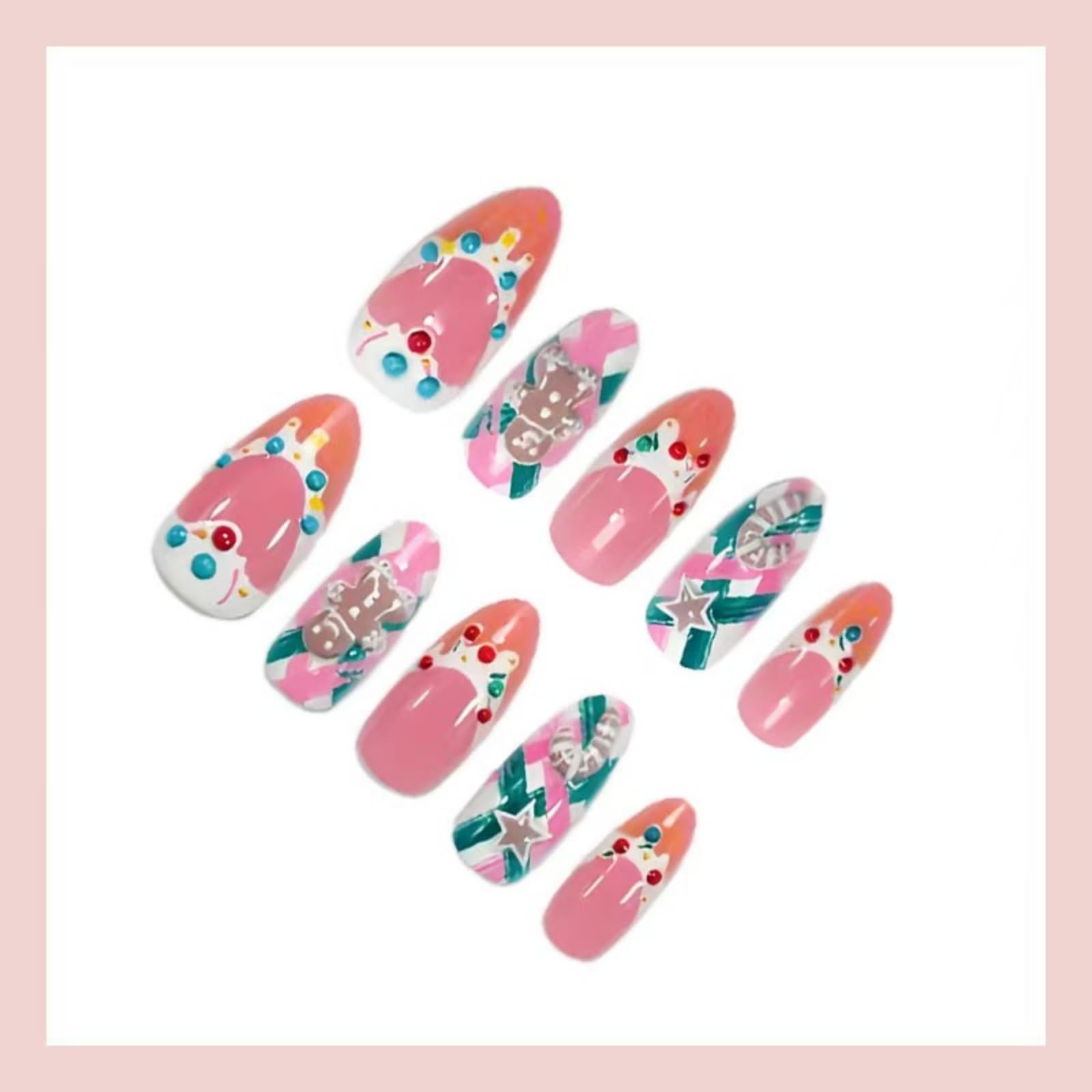 Nxtpz Rhinestone‑decorated gingerbread nails sparkle at holiday events