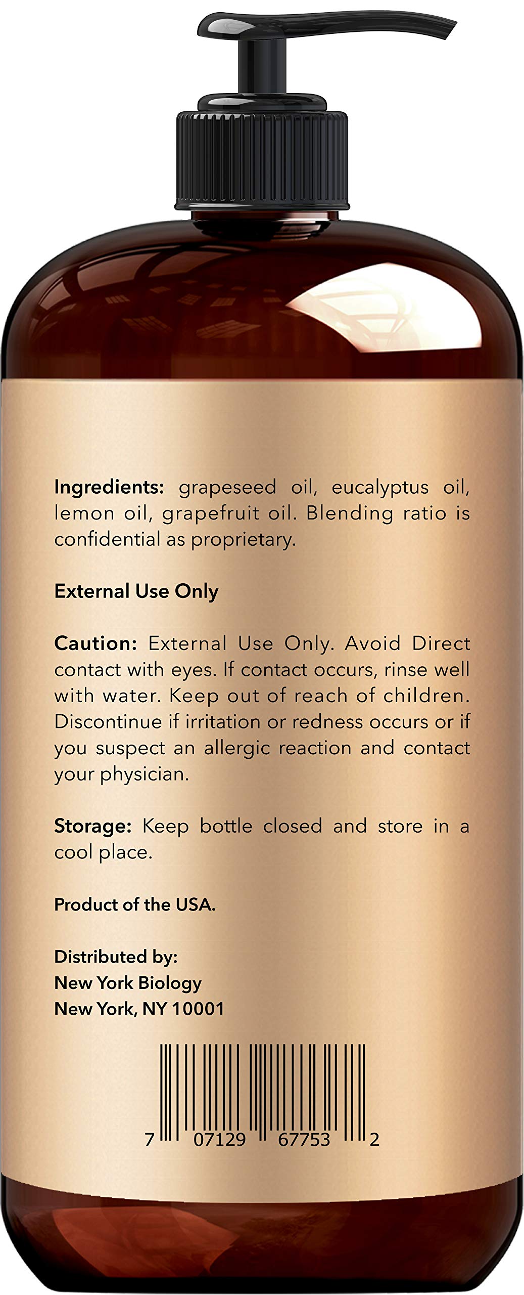 Grapeseed, eucalyptus, lemon, and grapefruit essential oils