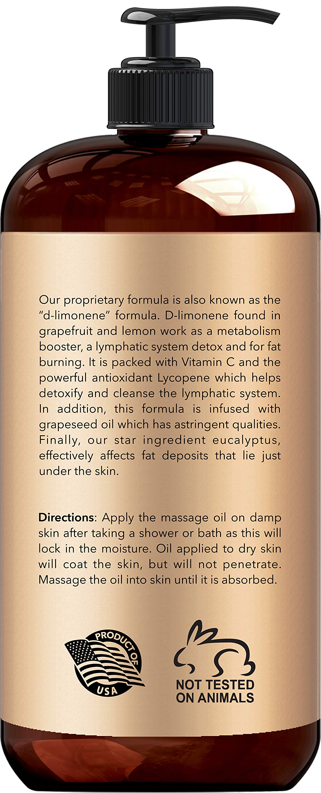 Product label featuring natural oil ingredients