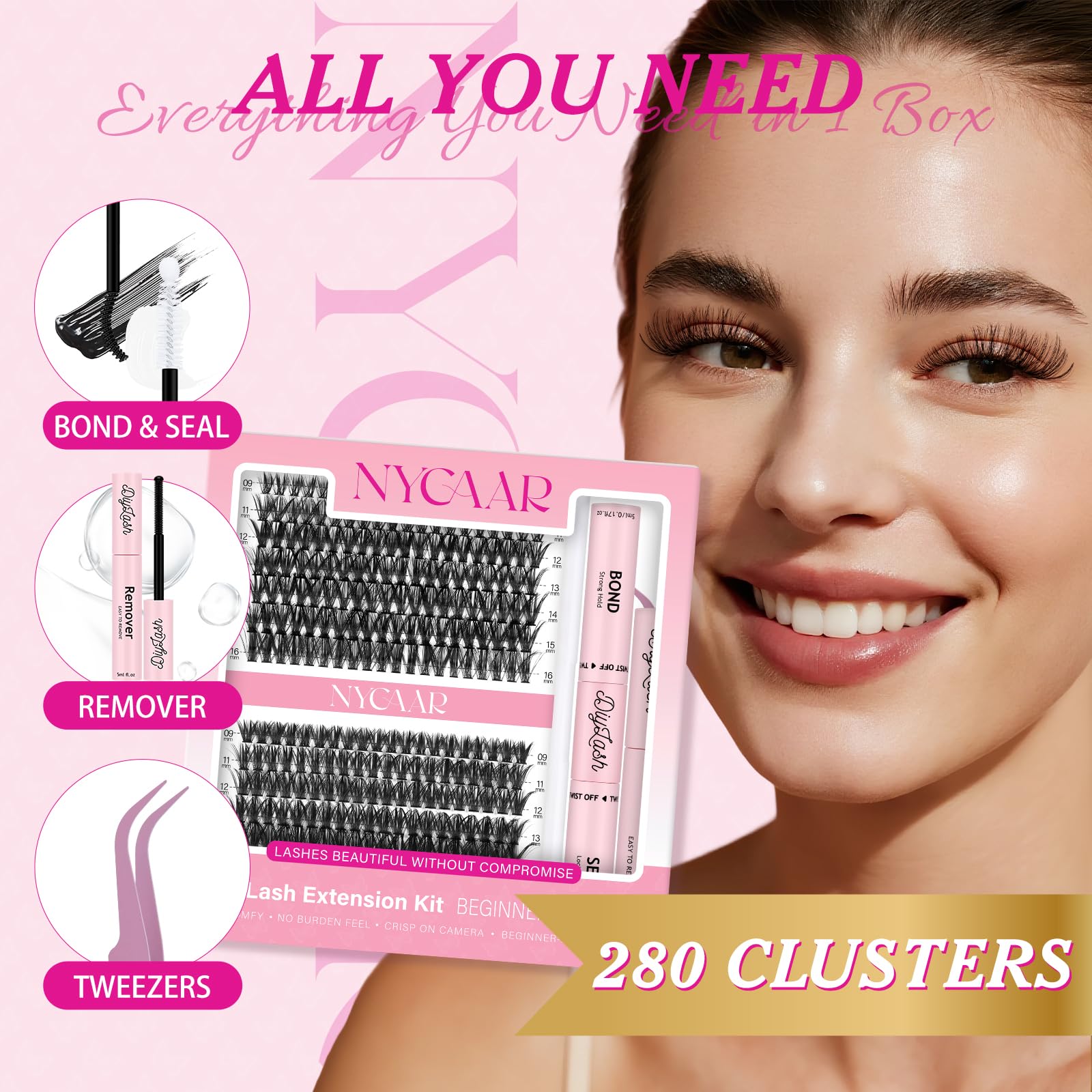 NYCAAR 40D/50D cluster lashes blend seamlessly with natural lashes.
