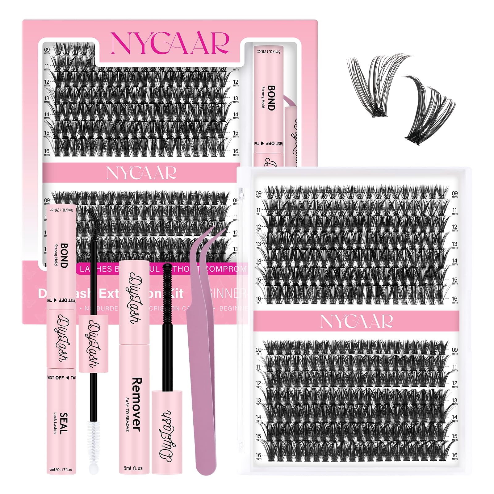 NYCAAR DIY Lash Extension Kit 280pcs – versatile lashes for natural to dramatic looks.