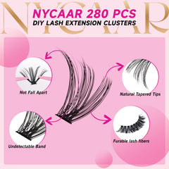 NYCAAR faux mink cluster lashes feel soft and lightweight for all-day wear.