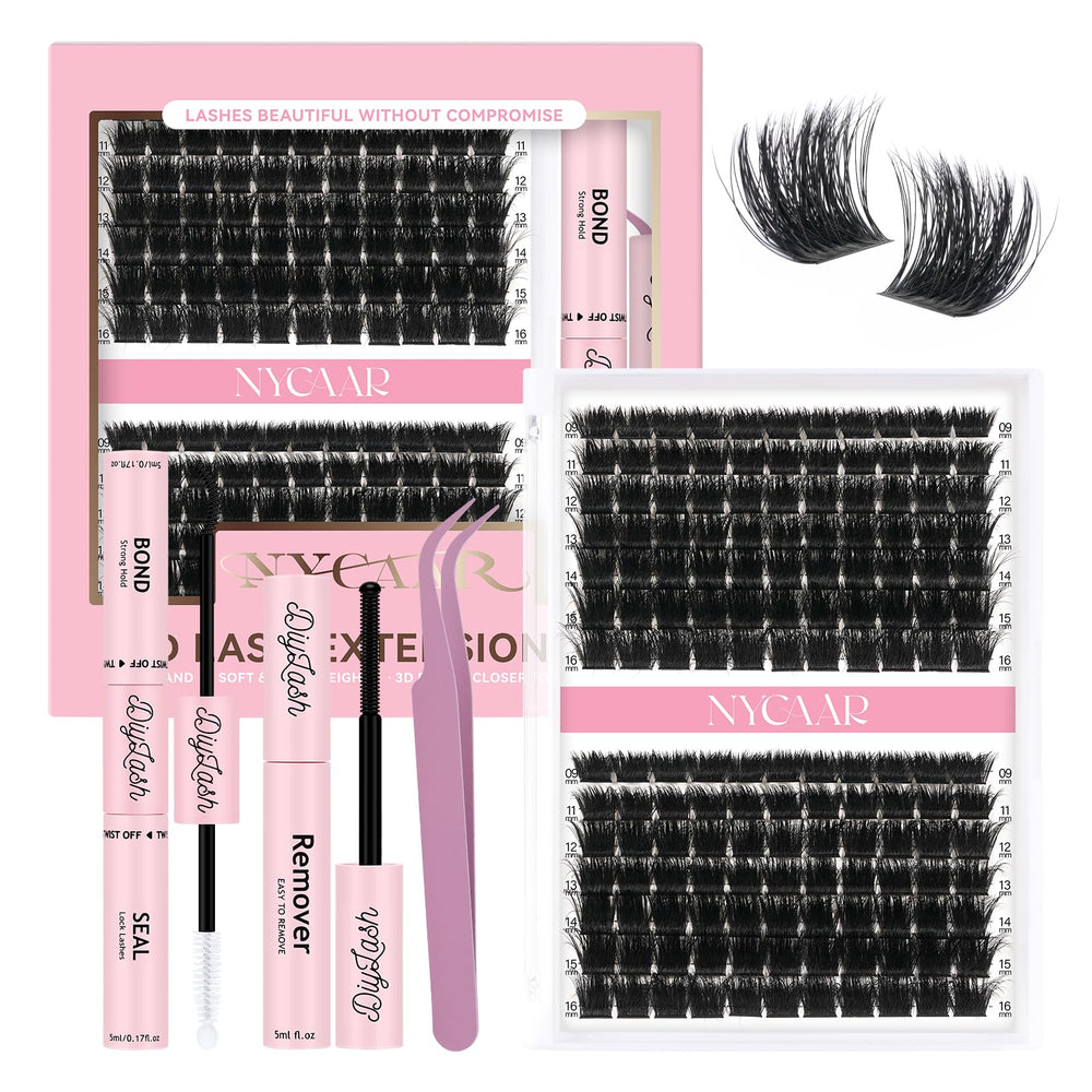 NYCAAR lash clusters kit for dramatic 3D volume extensions at home