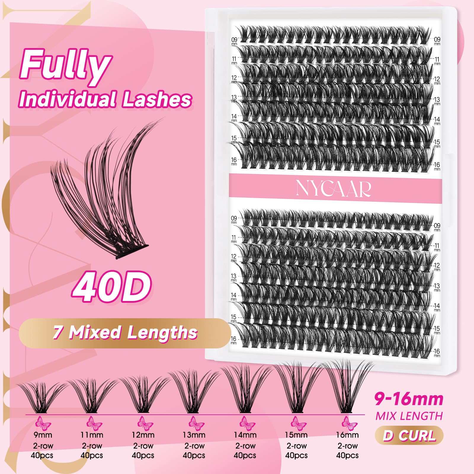 NYCAAR lash extension kit includes application tools for easy at-home use.
