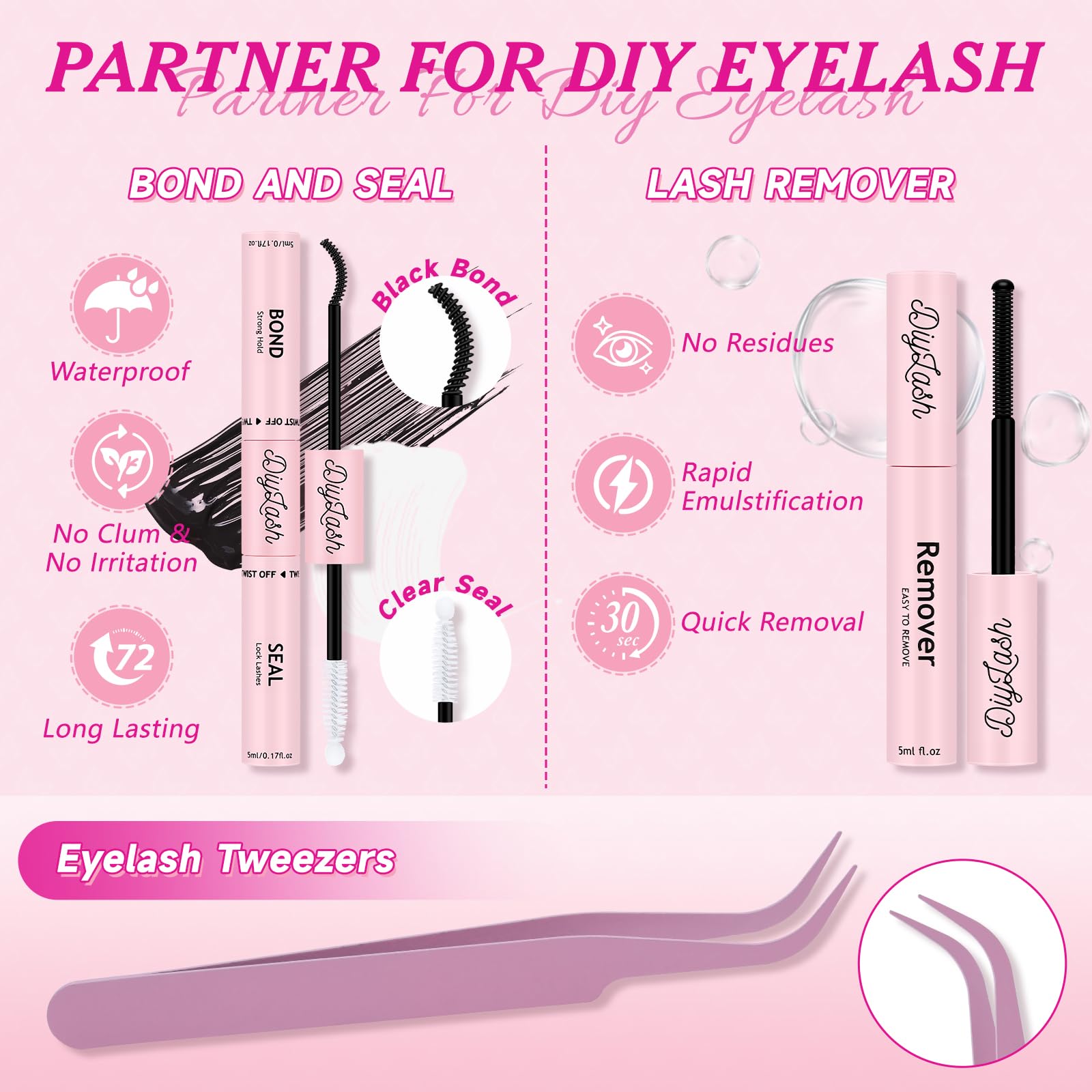 NYCAAR strong-hold lash glue and gentle remover for easy removal