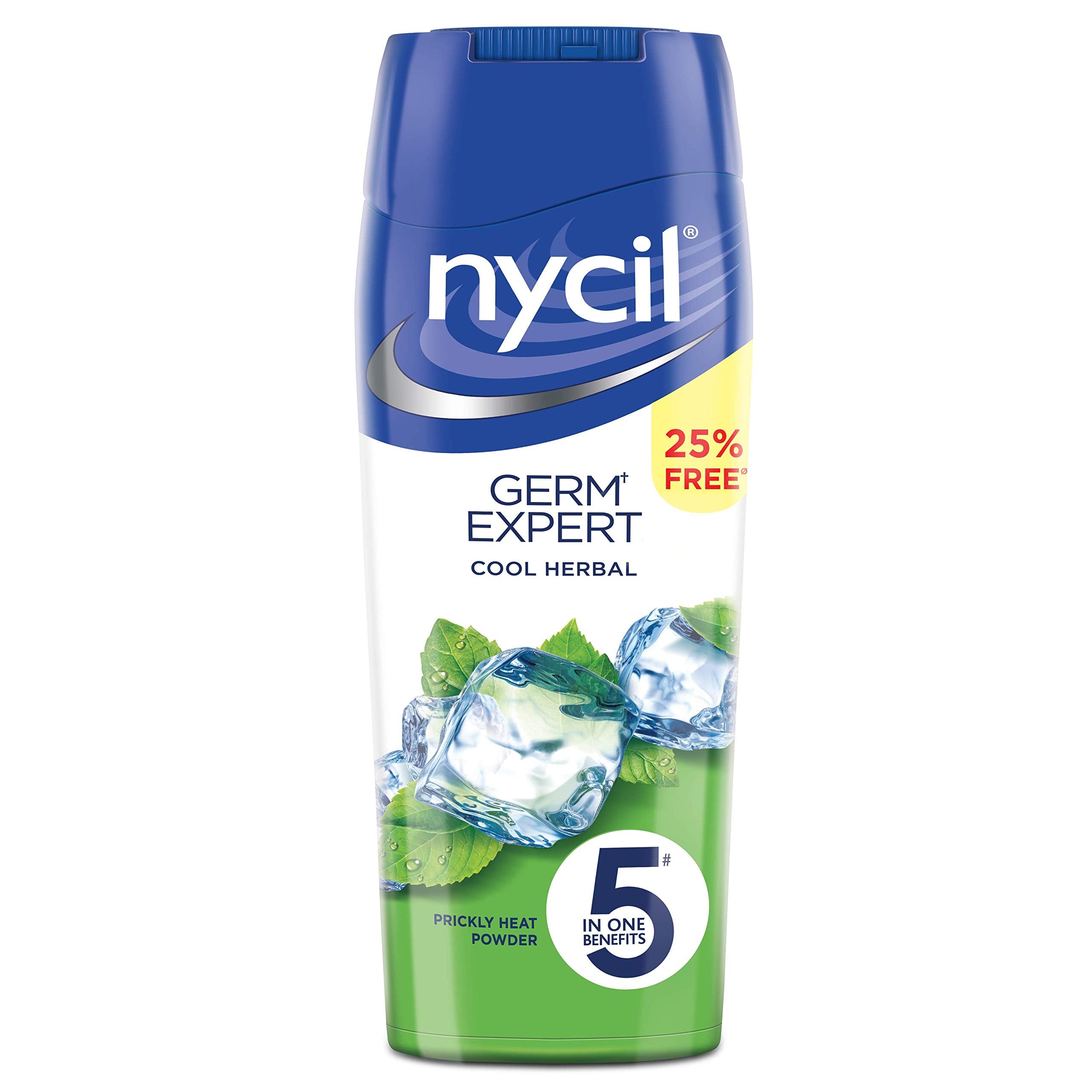 Product shot of Nycil Cool Herbal Cooling Talc 150g