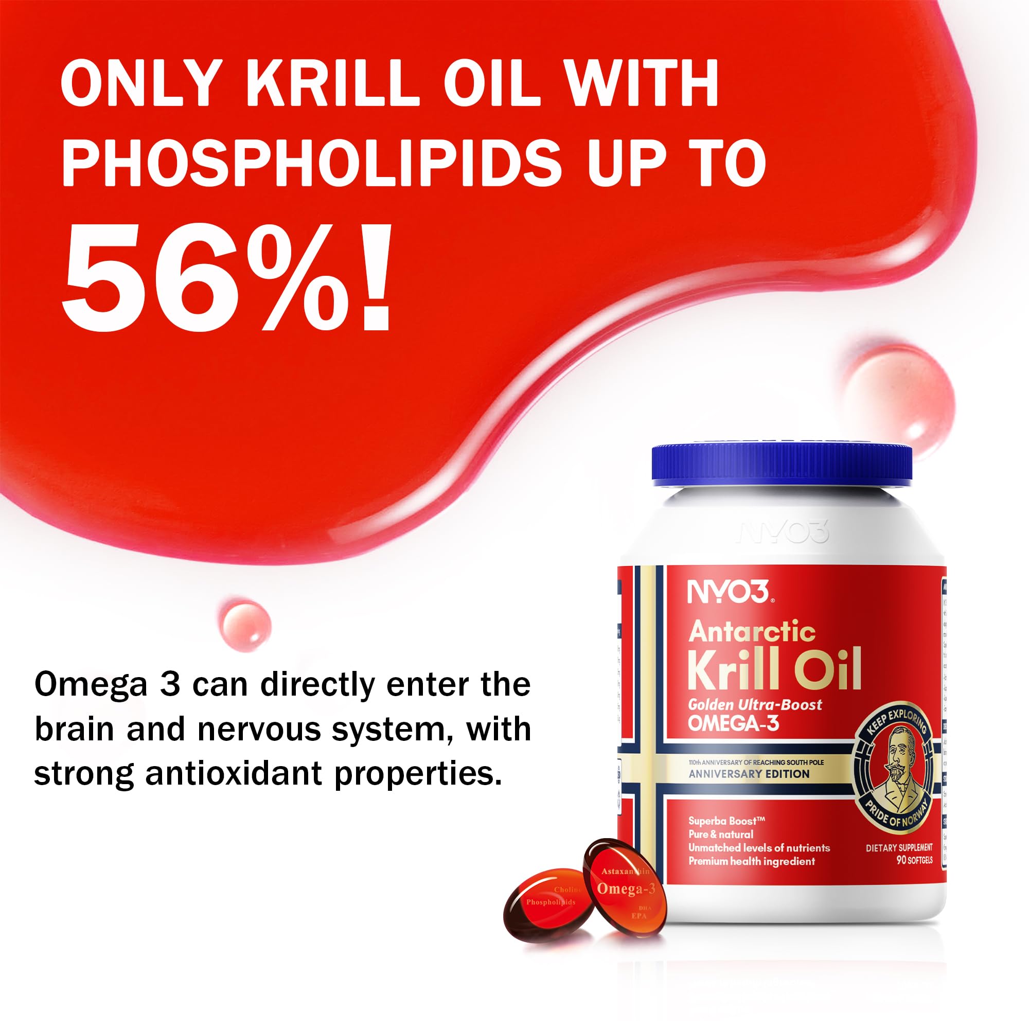 Capsule showing astaxanthin and omega-3 content