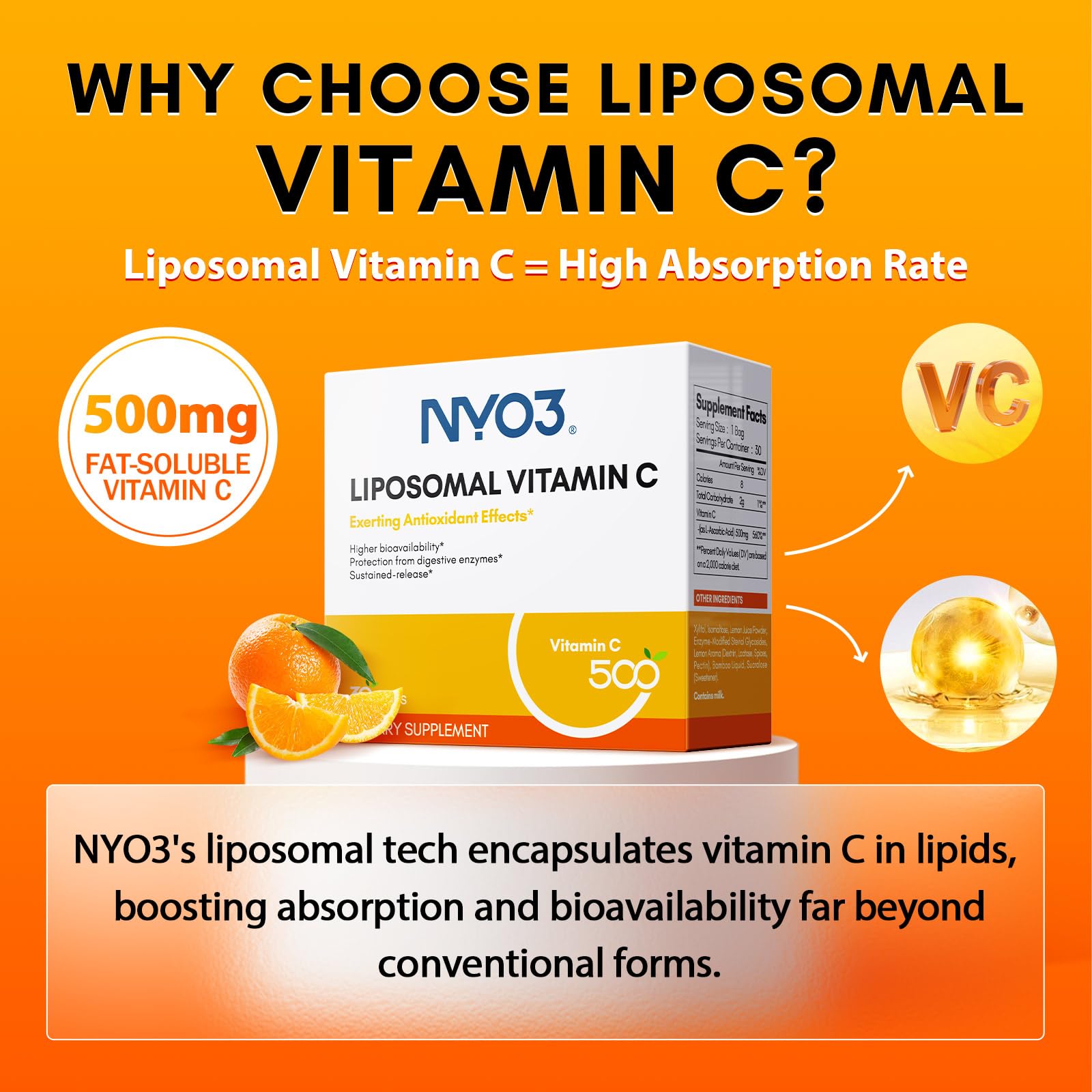 Serving scoop with NYO3 Liposomal Vitamin C Powder