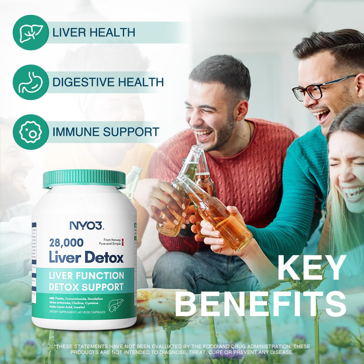 NYO3 Liver Detox packaging and bottle with 60 capsules
