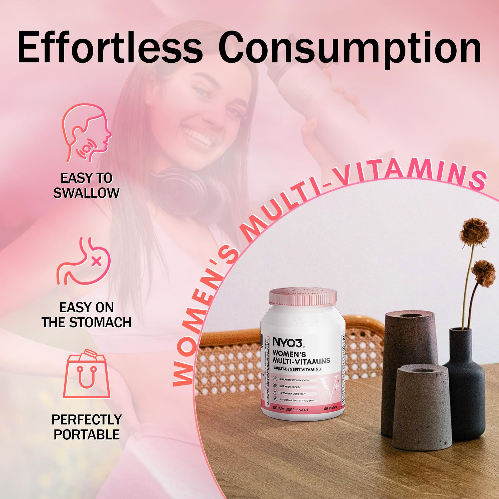 Label highlighting 17 vitamins and minerals
