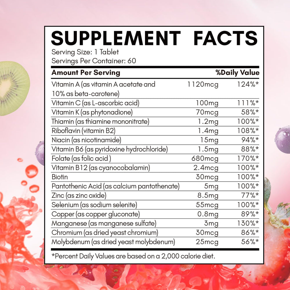 Close-up of NYO3 multivitamin tablets for energy and immune support