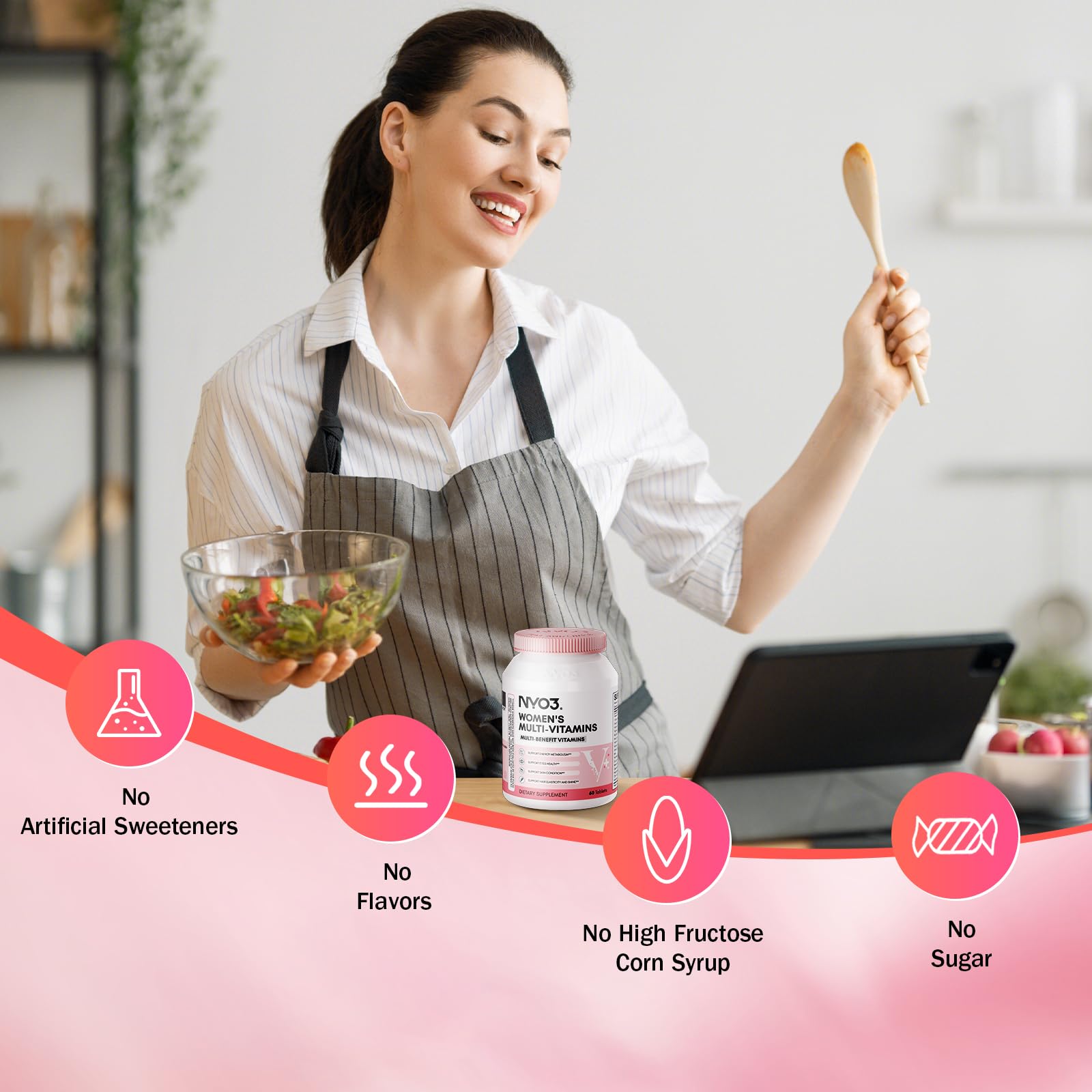Gluten-free, non-GMO and soy-free multivitamin packaging