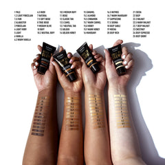 NYX Born To Glow foundation Sienna natural finish enhancing skin texture.