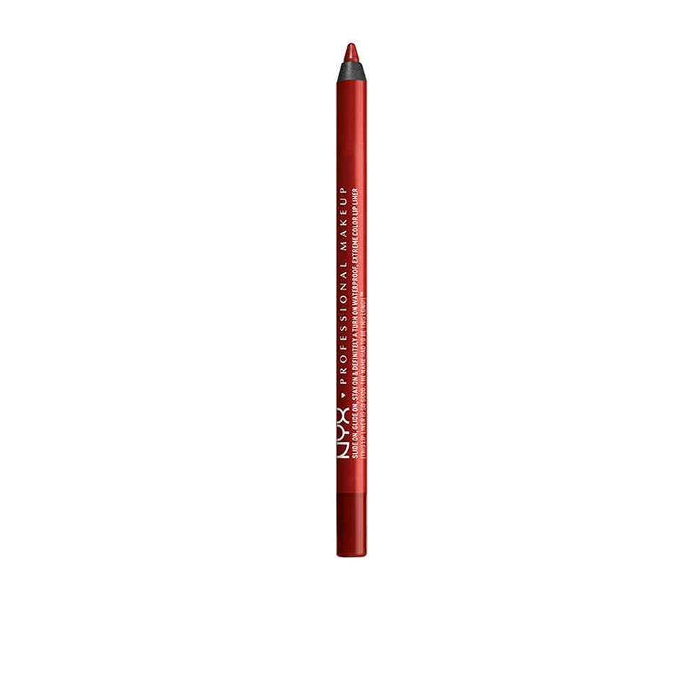 NYX Slide On Lip Pencil Brick House swatch showing rich matte color for precise lining.
