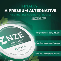 Close-up of NZE Focus Wintergreen pouch