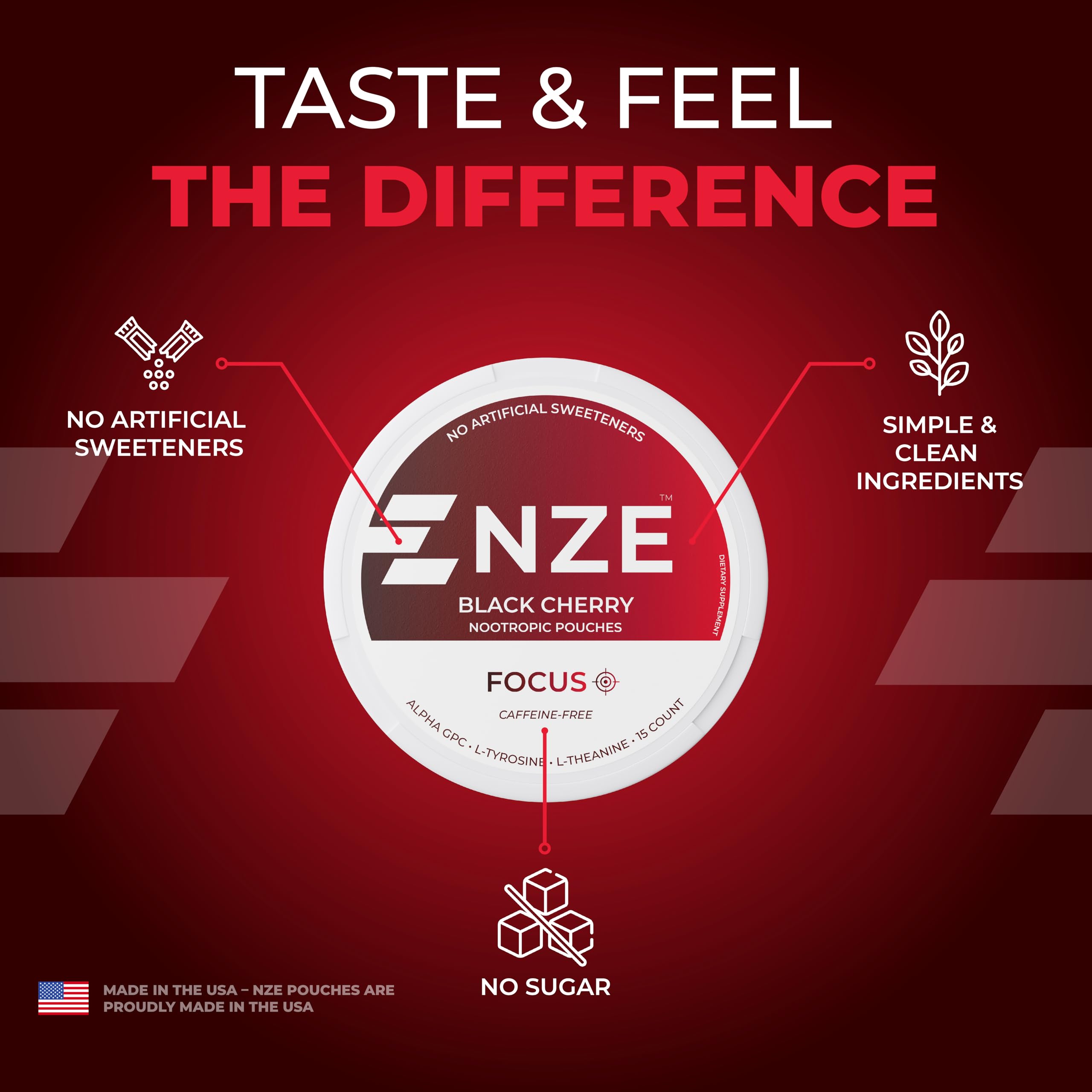 NZE ingredient panel for Black Cherry nootropic pouches