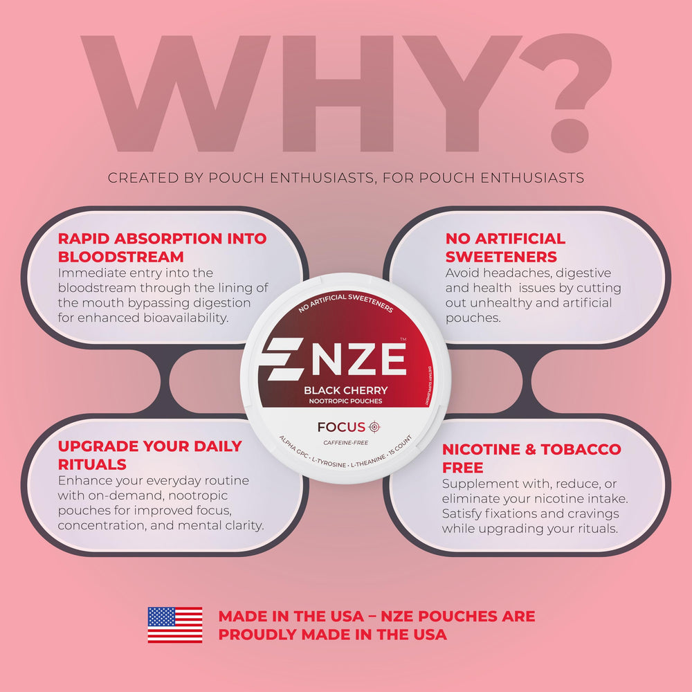 Nutrition facts label for NZE Black Cherry pouches