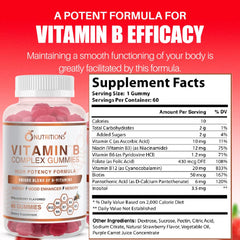 Pack shot showing one bottle of O NUTRITIONS B Complex Gummies