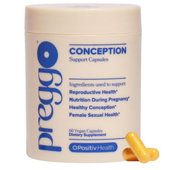 O Positiv Prego bottle front showing premium packaging for daily conception support
