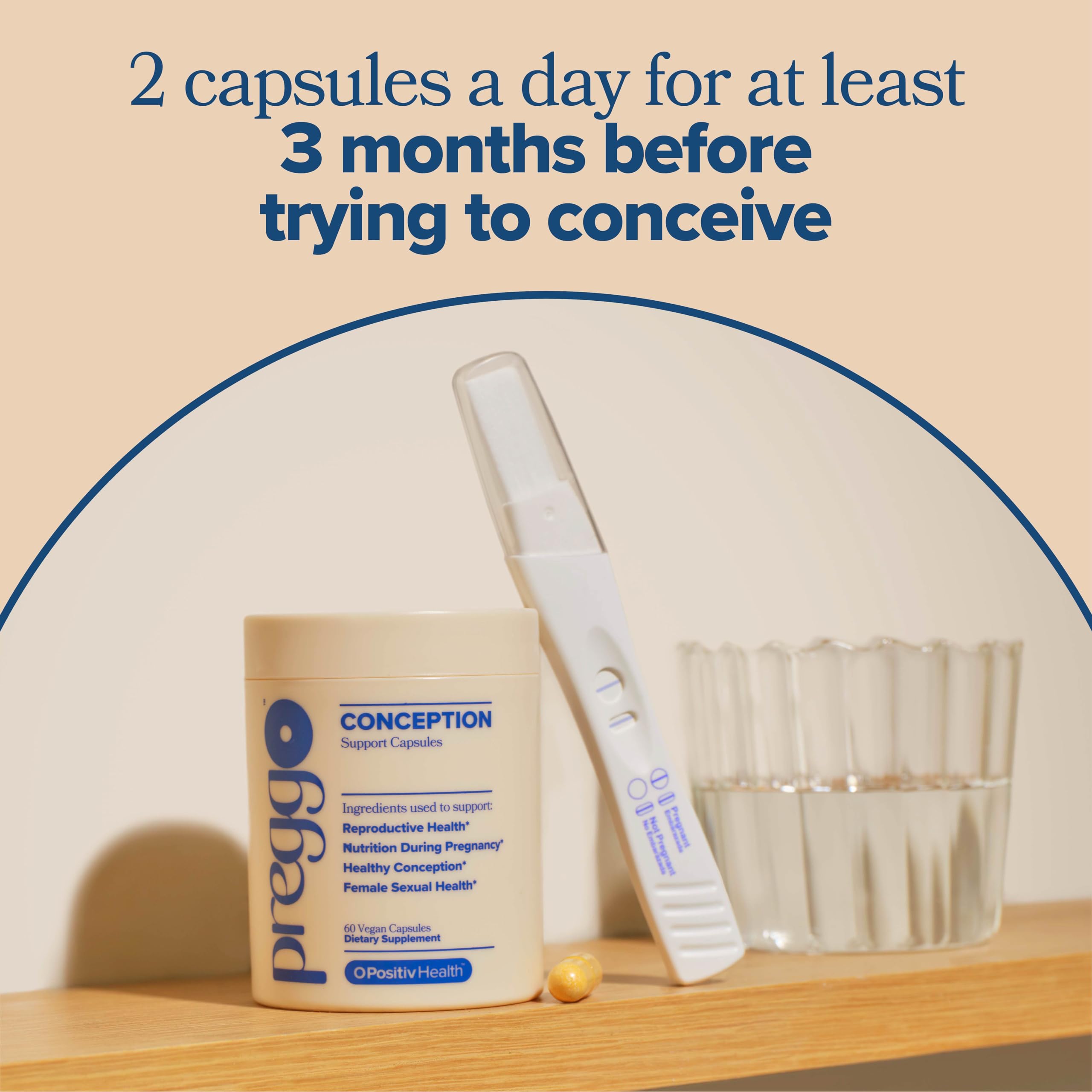 O Positiv Prego ingredients graphic featuring CoQ10 and NAC