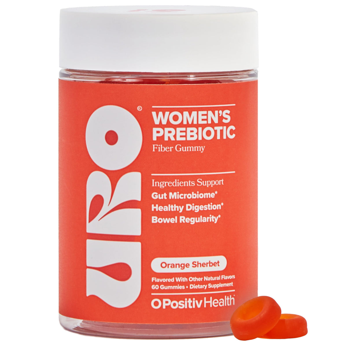 O Positiv URO Fiber Gummies bottle on white background
