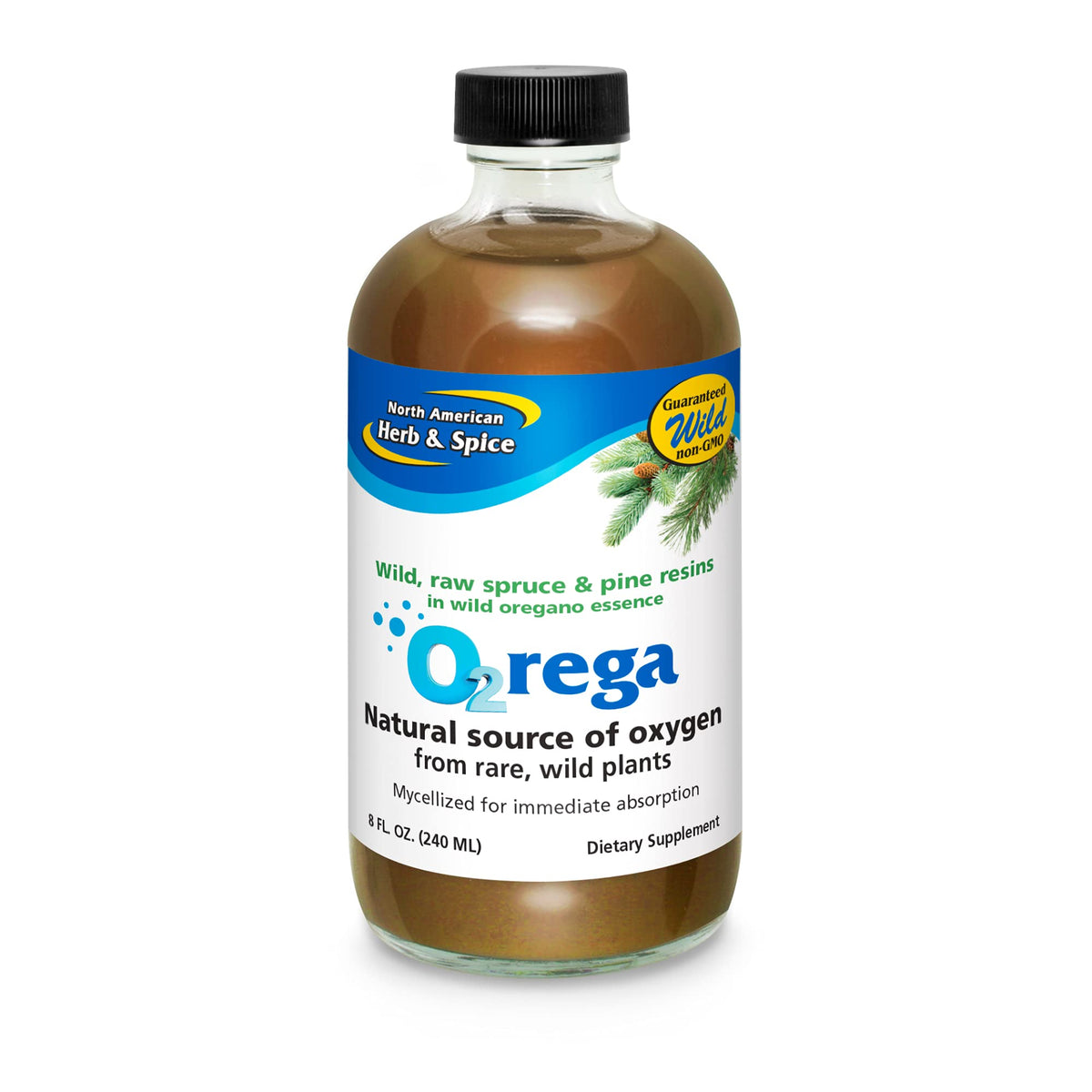 O2rega 8 oz bottle - front view