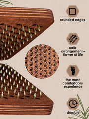 Acupressure and acupuncture massage concept with wooden board