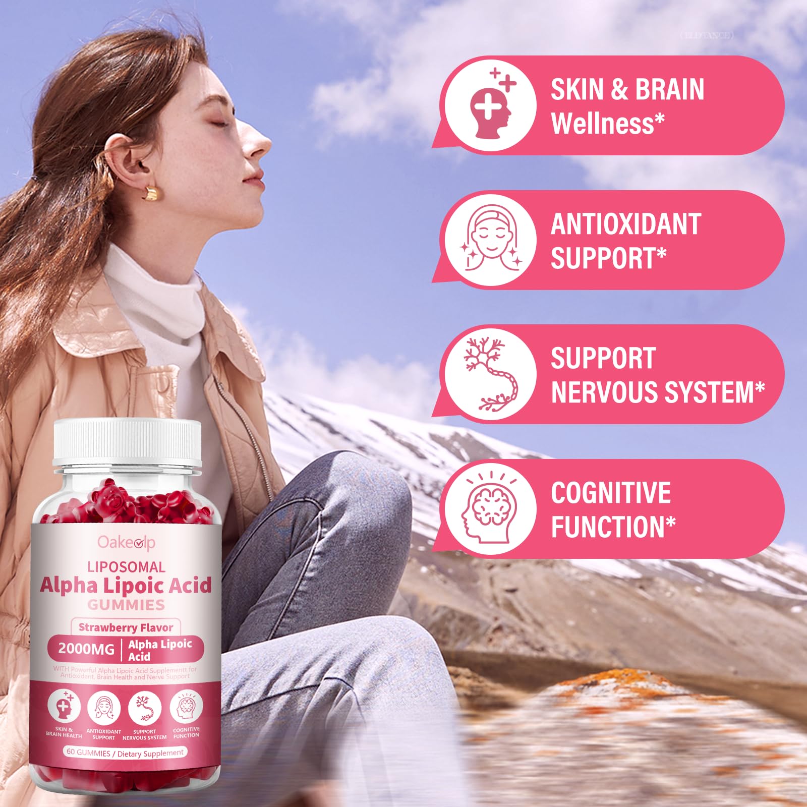 Ingredients panel for Oakevlp Liposomal Alpha Lipoic Acid Gummies