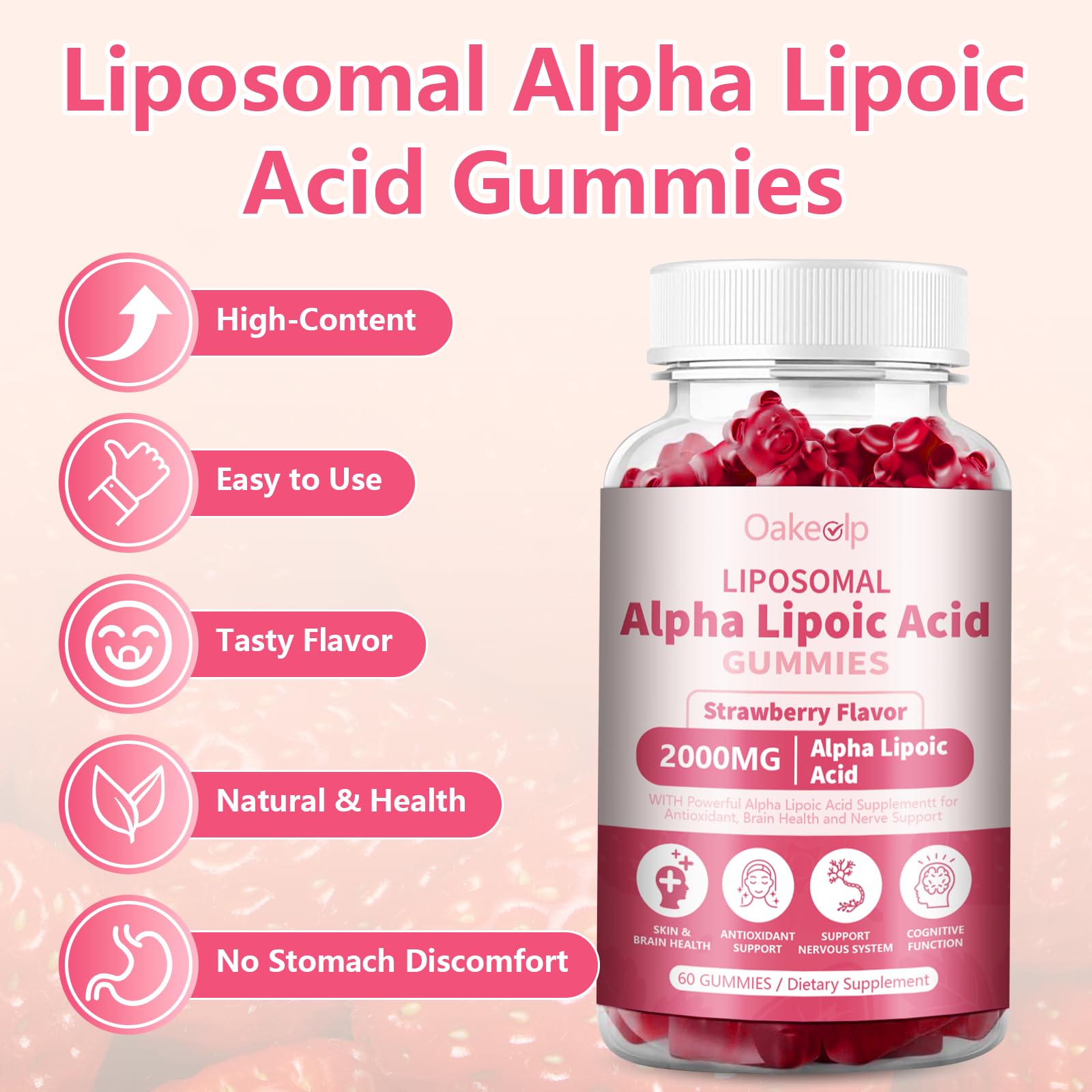 Nutrition facts panel for Oakevlp gummies