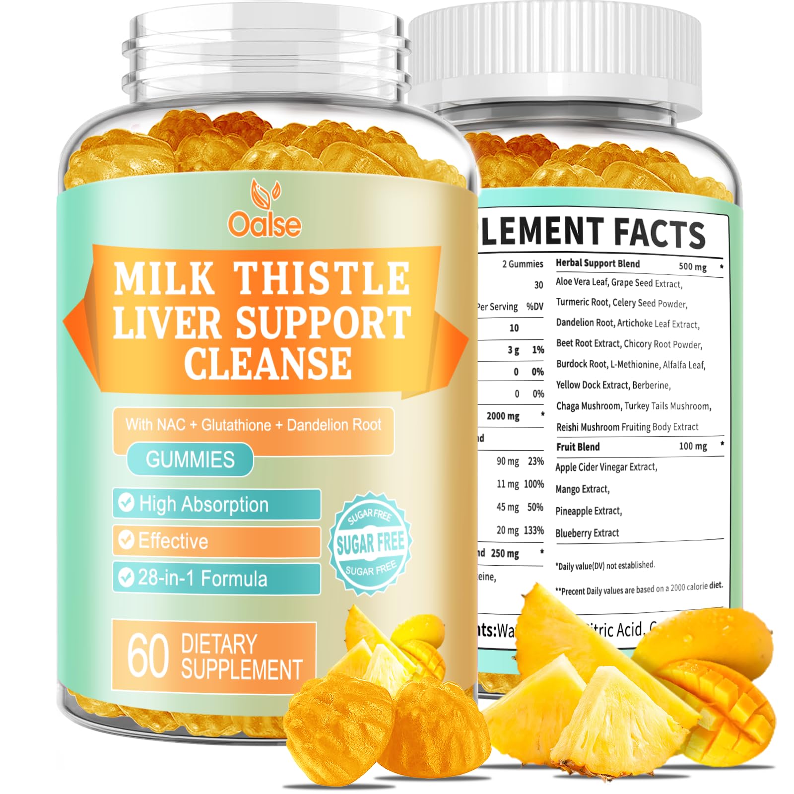 OALSE Liver Cleanse Detox & Repair bottle with Mango Pineapple flavor label