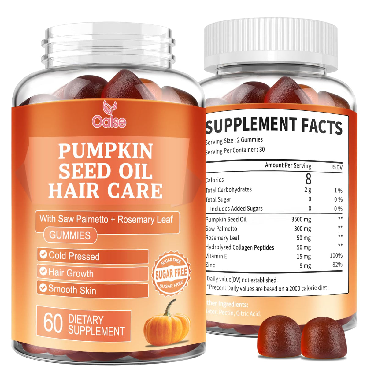 OALSE Pumpkin Seed Oil Gummies bottle label – 60 gummies